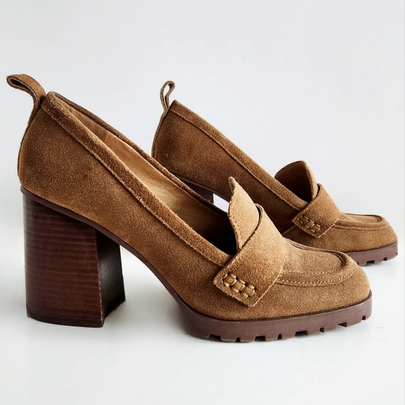 Crown Vintage Shoes - Crown Vintage Alivia Brown Suede Leather Retro Heels With Lug Sole, Size 9